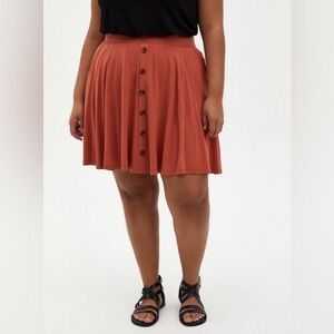 Torrid Mini Super Soft Button-Up Skirt Orange Women Size 0X